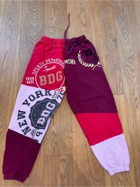 BDG Colorblock Track Joggers in Burgundy, Red & Light Pink